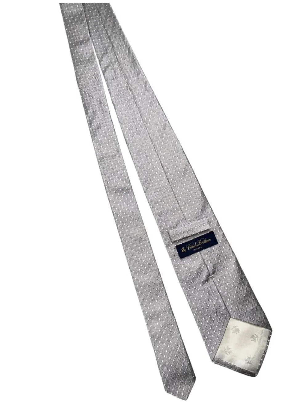 Brooks Brothers Makers Silver Geometric Silk Tie Made in USA Classic 3.75